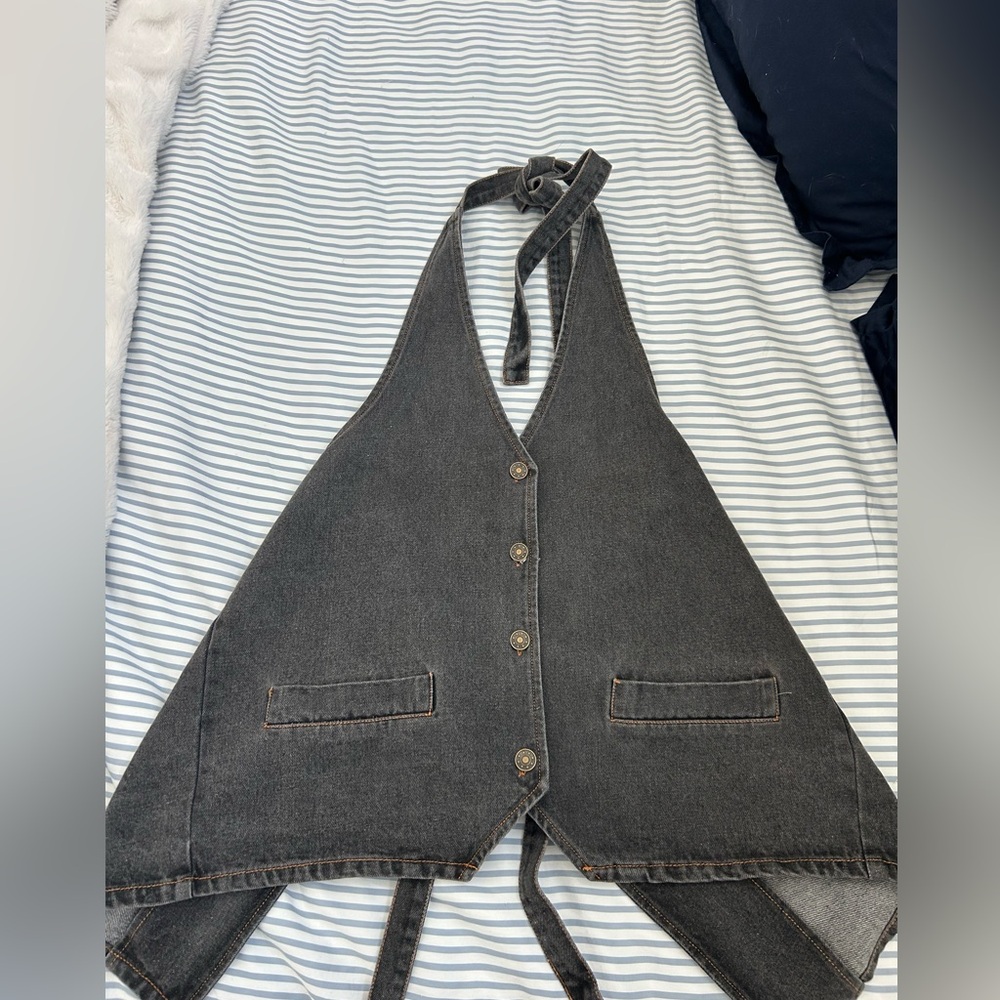 Lioness Charcoal Denim Halter Vest